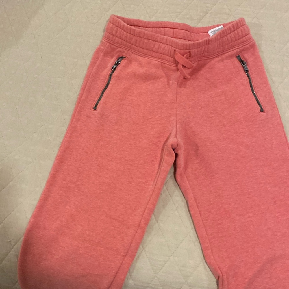 Coral color sweat pants girls size 8.